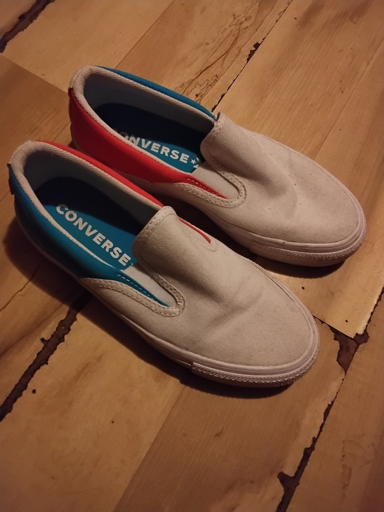 Converse Shoes - Converse Slip-On Canvas Sneakers - White, Blue & Red